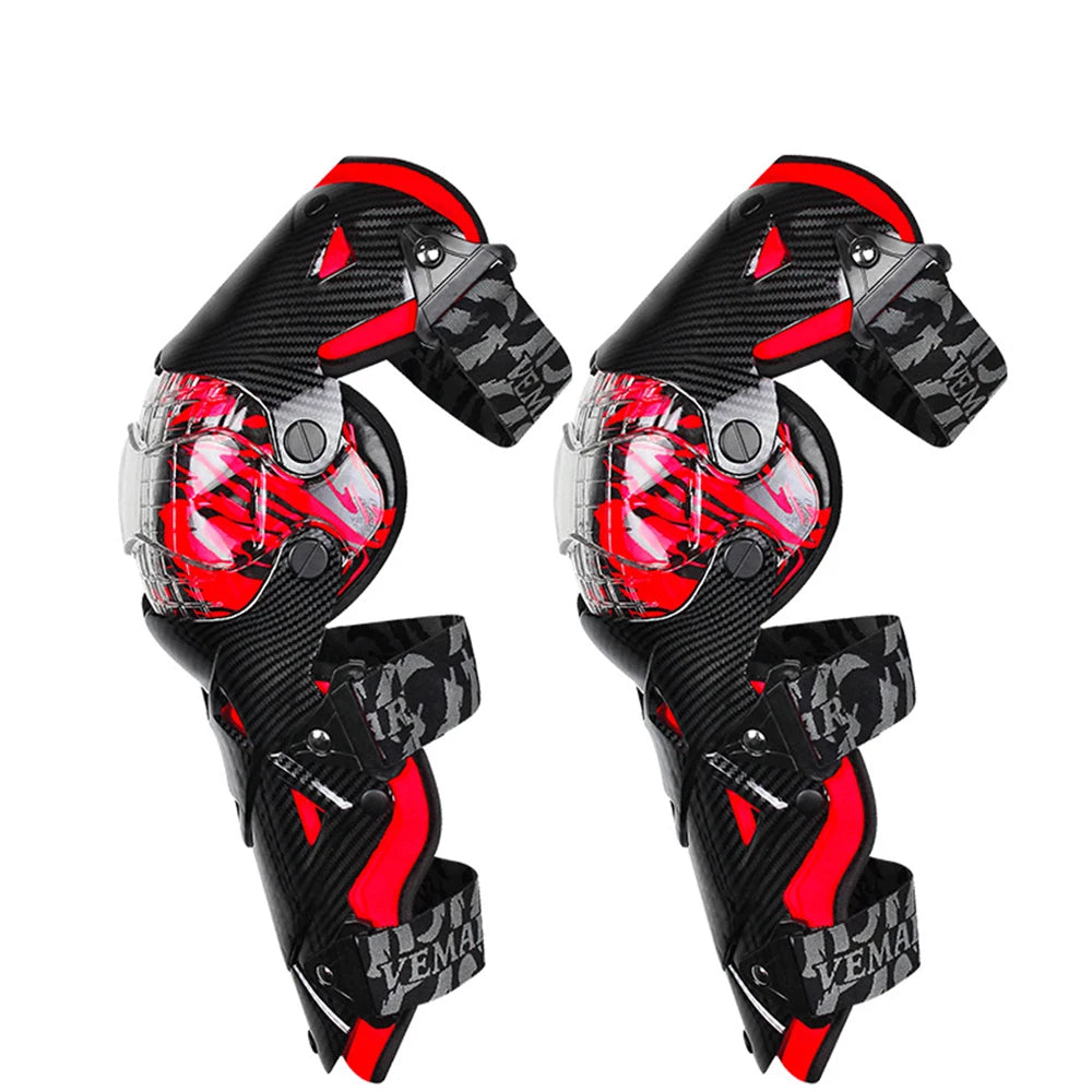 Protège-Genoux MotoCross Rouge - Protection Renforcée pour Motocross et Moto