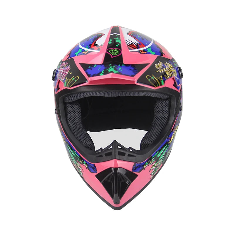 Casque Moto Cross Intégral Rose 225 – Sécurité & Confort pour Fille – Style Racing