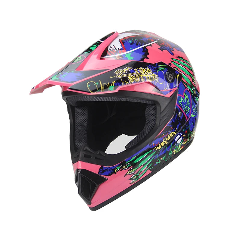 Casque Moto Cross Intégral Rose 225 – Sécurité & Confort pour Fille – Style Racing