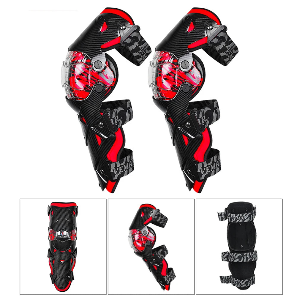 Protège-Genoux MotoCross Rouge - Protection Renforcée pour Motocross et Moto