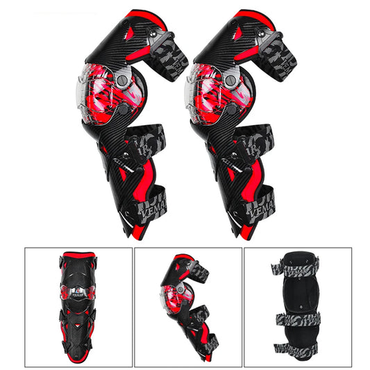 Protège-Genoux MotoCross Rouge - Protection Renforcée pour Motocross et Moto