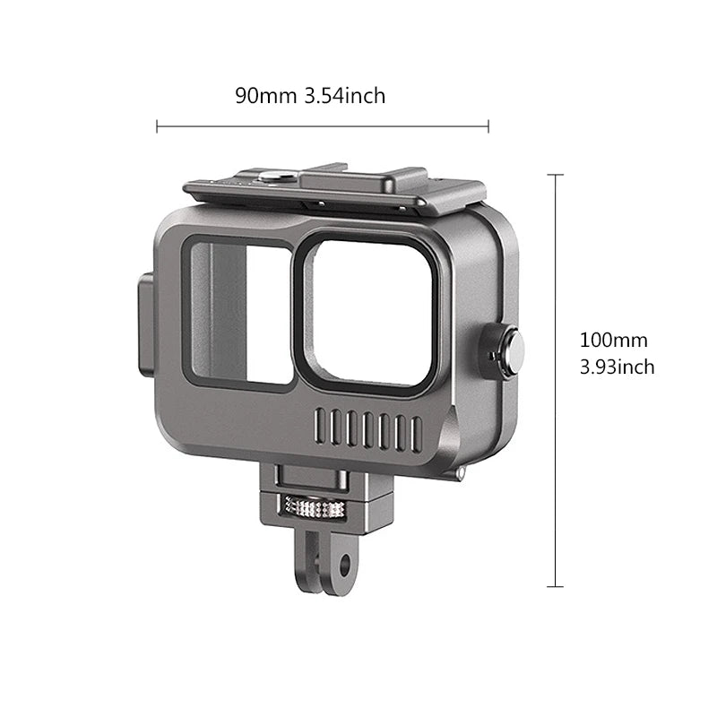Aluminum Alloy Waterproof Case for Go Pro Hero12/Hero11/Hero10/Hero9 Black,Protective Underwater with Bracket Accessories