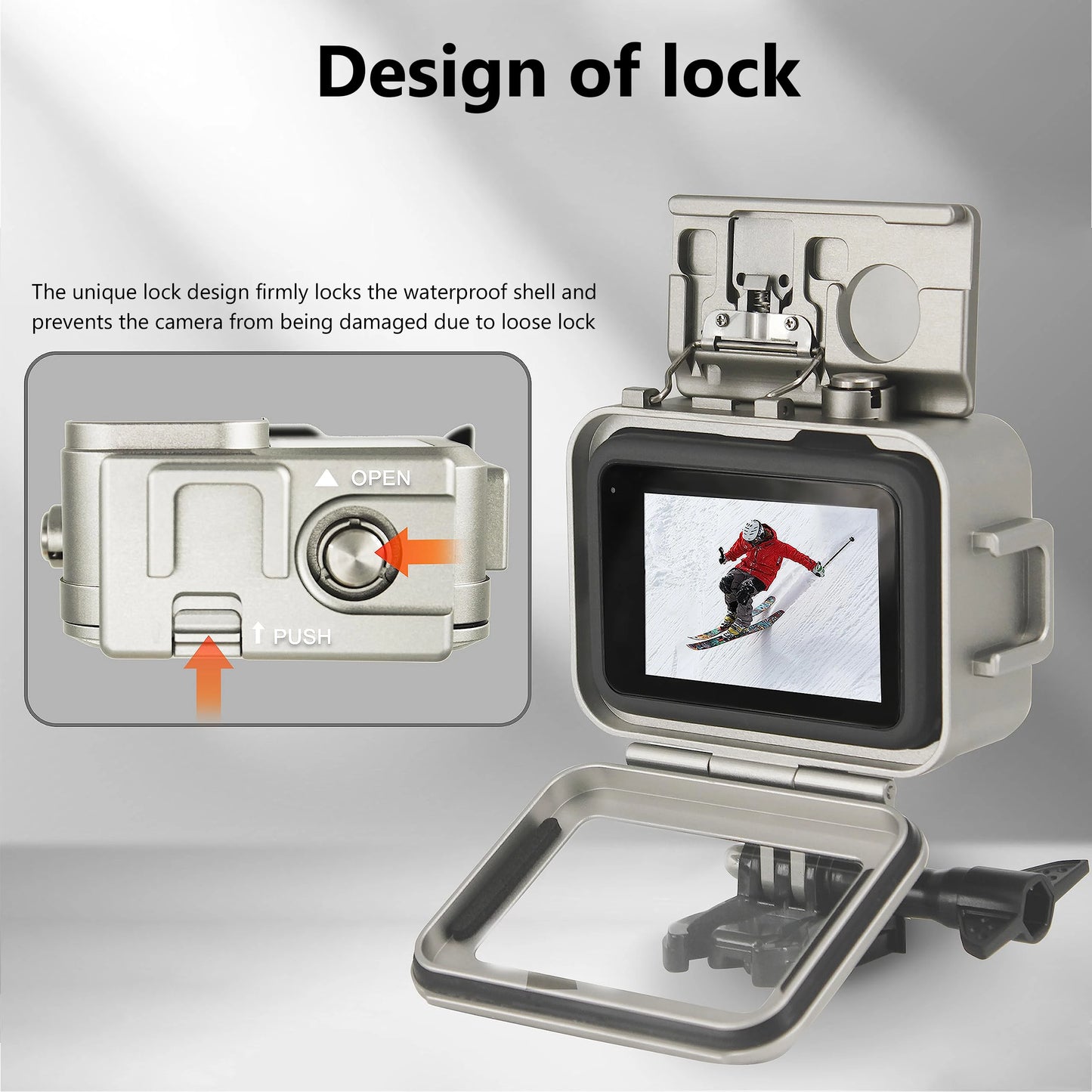 Aluminum Alloy Waterproof Case for Go Pro Hero12/Hero11/Hero10/Hero9 Black,Protective Underwater with Bracket Accessories