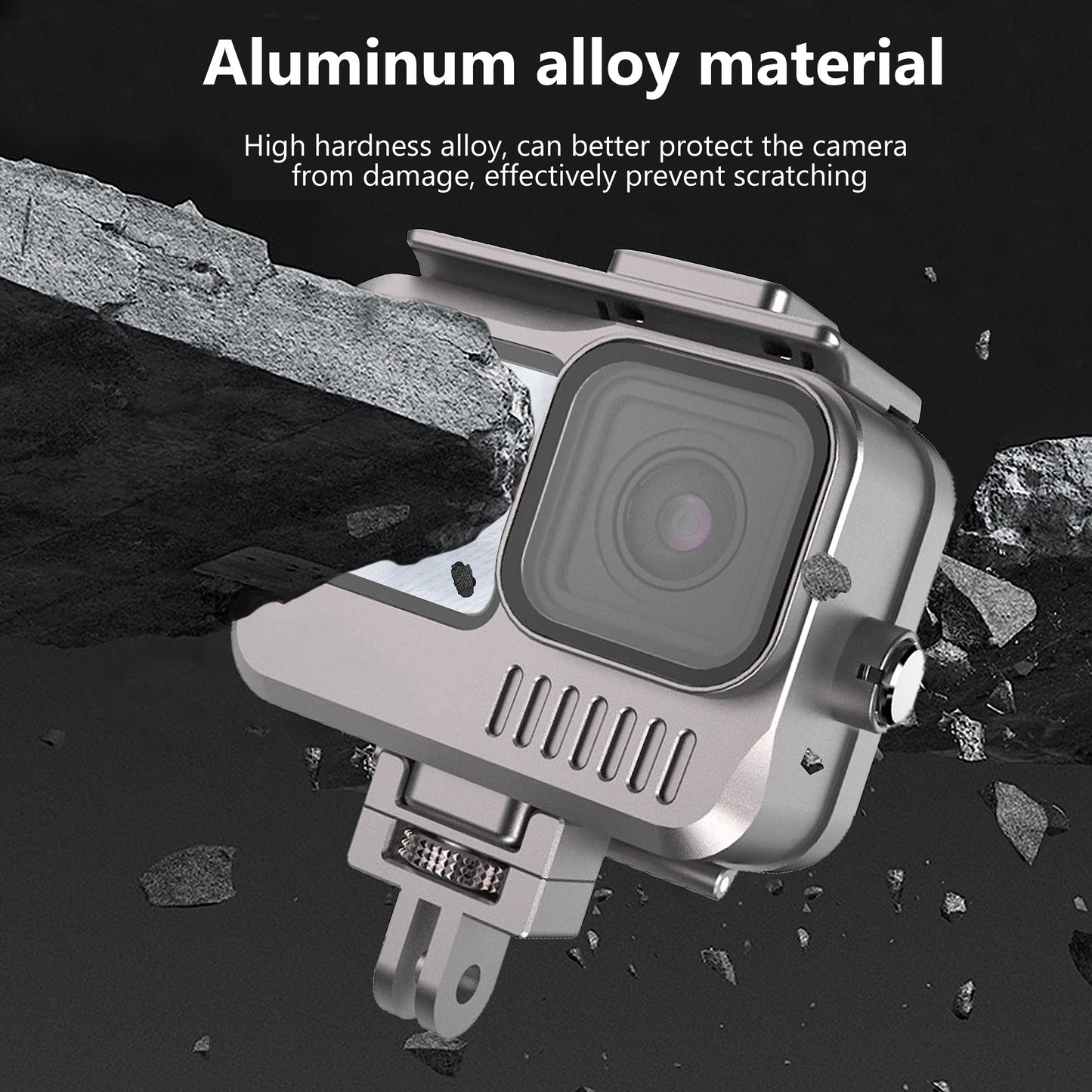Aluminum Alloy Waterproof Case for Go Pro Hero12/Hero11/Hero10/Hero9 Black,Protective Underwater with Bracket Accessories