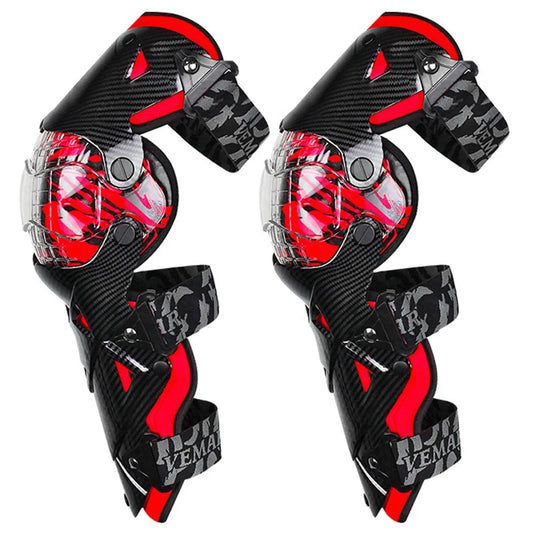 Protège-Genoux MotoCross Rouge - Protection Renforcée pour Motocross et Moto