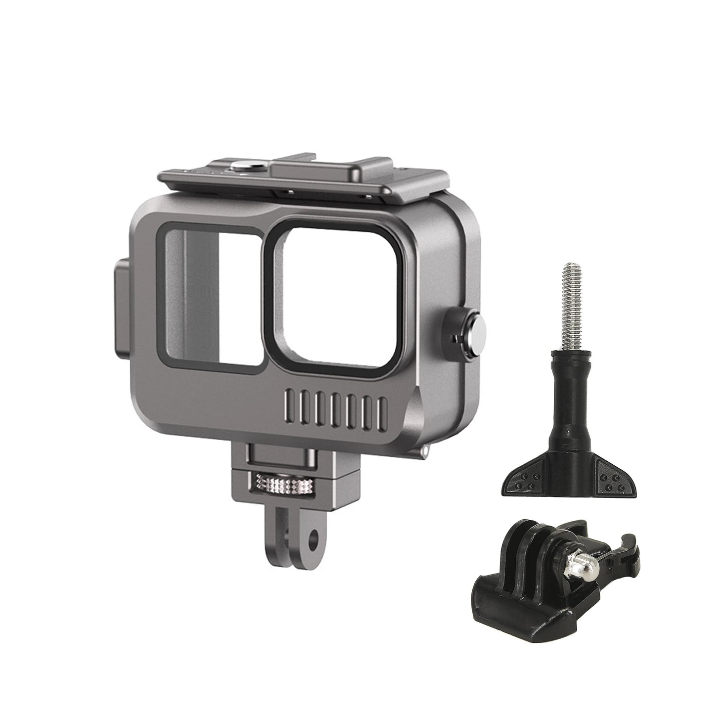 Aluminum Alloy Waterproof Case for Go Pro Hero12/Hero11/Hero10/Hero9 Black,Protective Underwater with Bracket Accessories